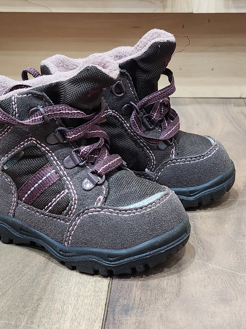 Superfit Brown and Pink Toddler Hiking Snow Boots